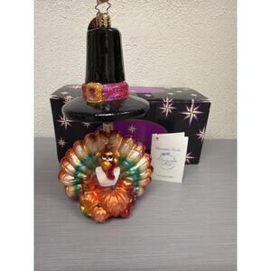 Christopher Radko Hats Off To Tom Thanksgiving Turkey Glass Ornament 2002